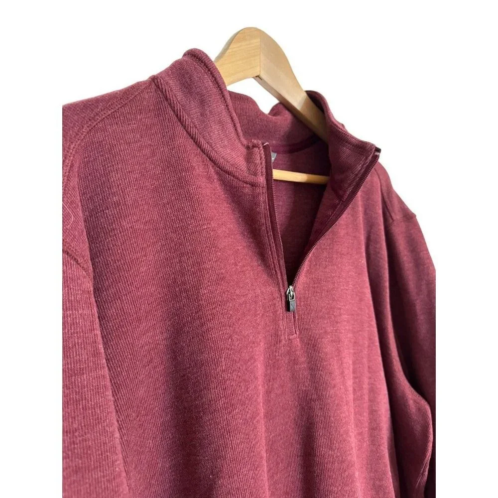 Eddie Bauer Men’s XXL 1/4 Zip Up Red Long Sleeve Knit Tight Knit Collar Neck